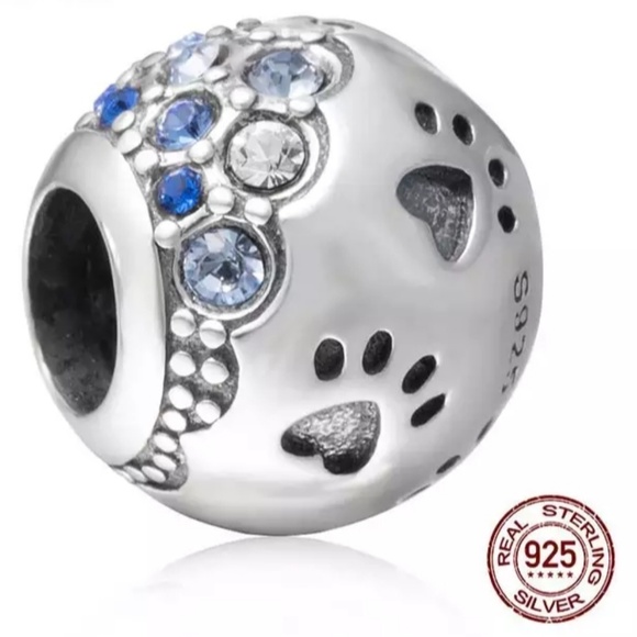 Pave paw print with crystals charm. - Picture 2 of 8